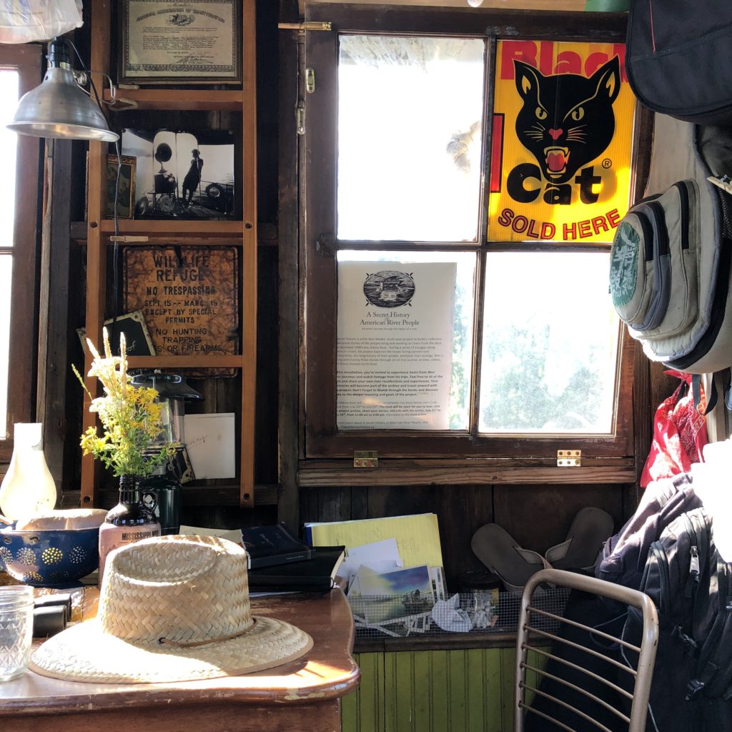 Interior detail of the shantyboat Dotty on the Hudson River, 2018
