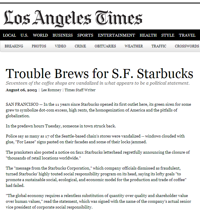 Trouble Brews for S.F. Starbucks - Los Angeles Times