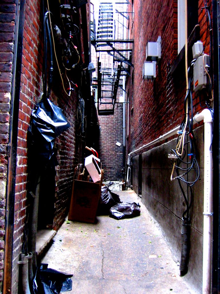 The urban playground affords many opportunities to climb, descend, and traverse interesting terrain.